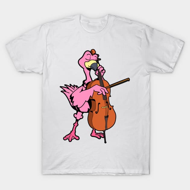 Comic Flamingo spielt Cello T-Shirt by Modern Medieval Design